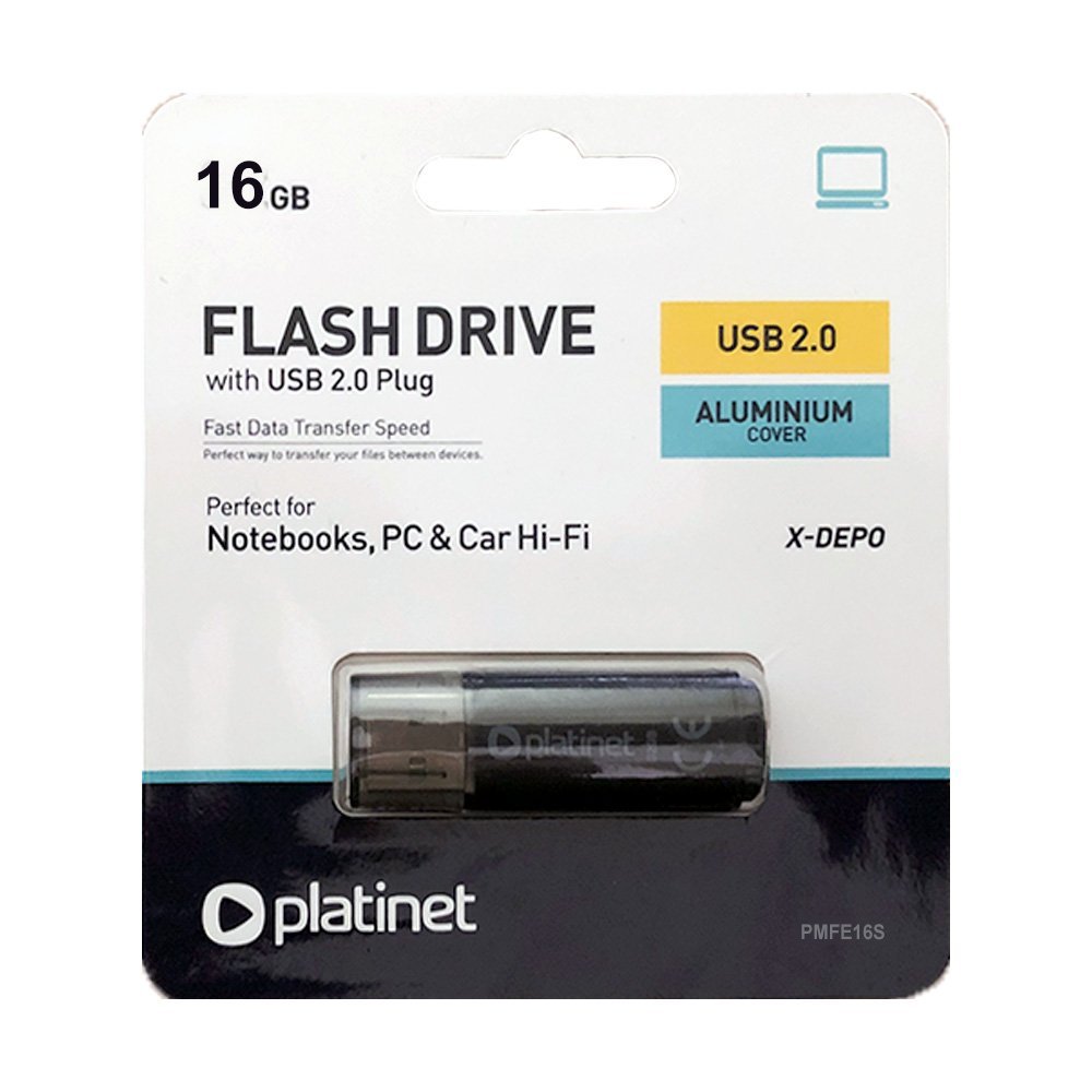 Platinet X-depo 16GB USB Flash Drive 2.0 Μαύρο