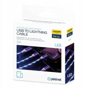 Καλώδιο Φόρτισης USB to LIGHTNING Led Color Light Effect Omega - 1m 2A