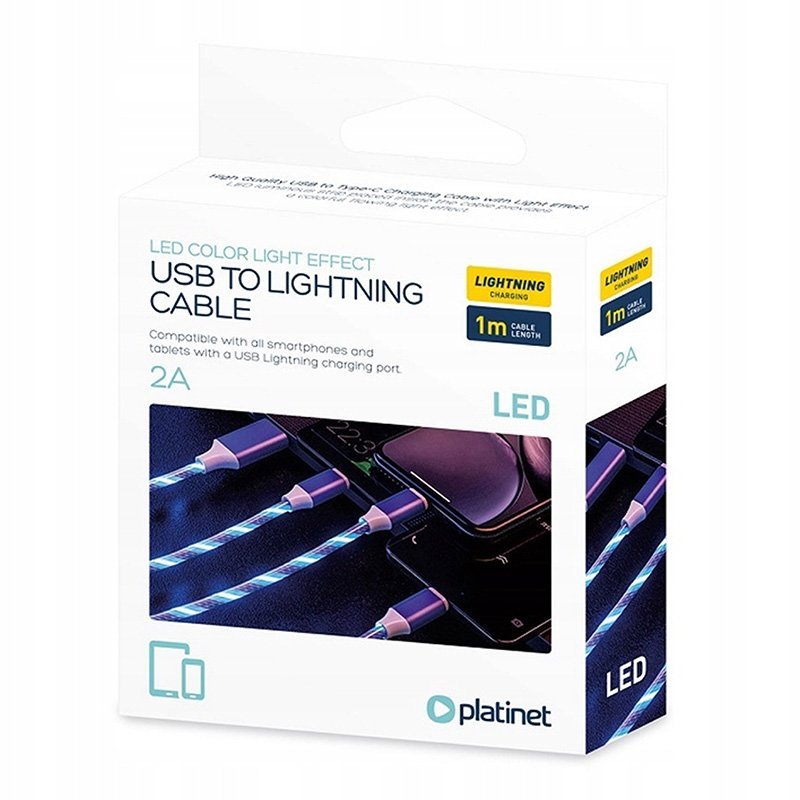 Καλώδιο Φόρτισης USB to LIGHTNING Led Color Light Effect Omega - 1m 2A