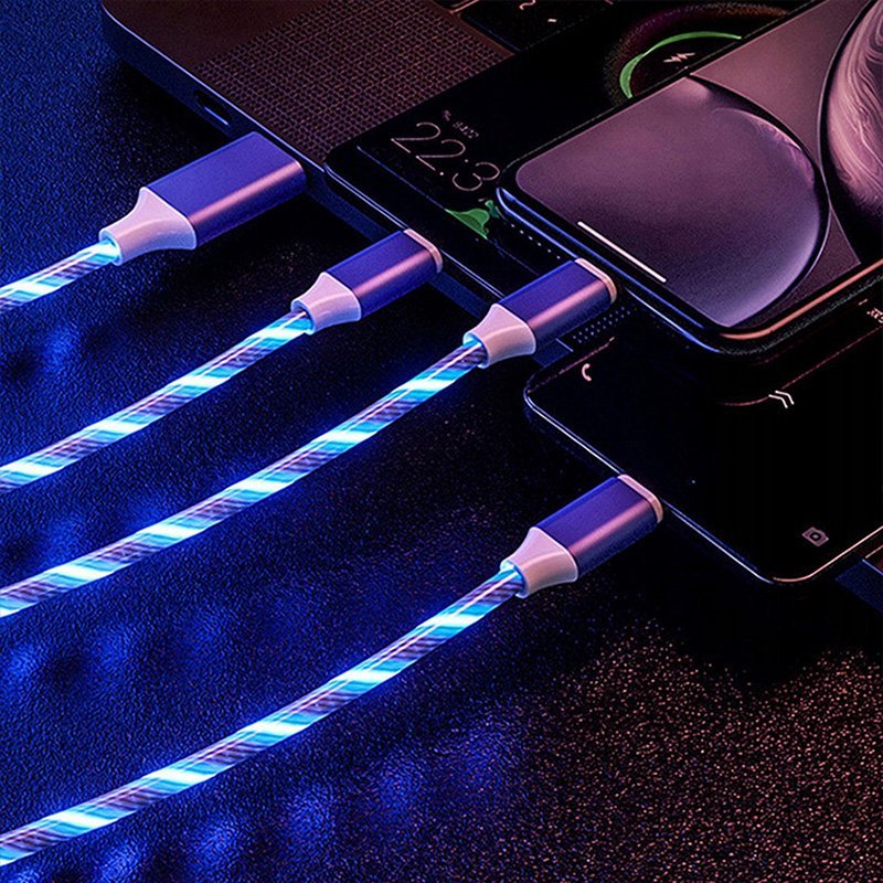 Καλώδιο Φόρτισης USB to LIGHTNING Led Color Light Effect Omega - 1m 2A - Image 2