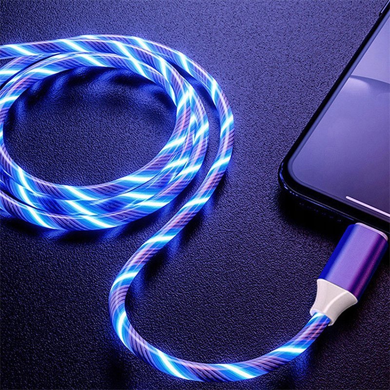 Καλώδιο Φόρτισης USB to LIGHTNING Led Color Light Effect Omega - 1m 2A - Image 3