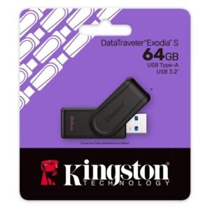 Συσκευασία USB flash drive Kingston DataTraveler Exodia S 64GB USB 3.2 Type-A σε μαύρο χρώμα